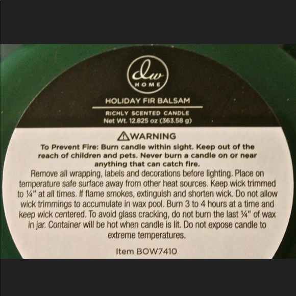 DW HOME CANDLE HOLIDAY FIR BALSAM RICHLY SCENTED NEW 3 WICK - Picture 3 of 3